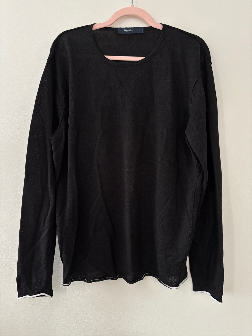 Zegna Sport 100% Linen Black Sweater Crew Neck M/L